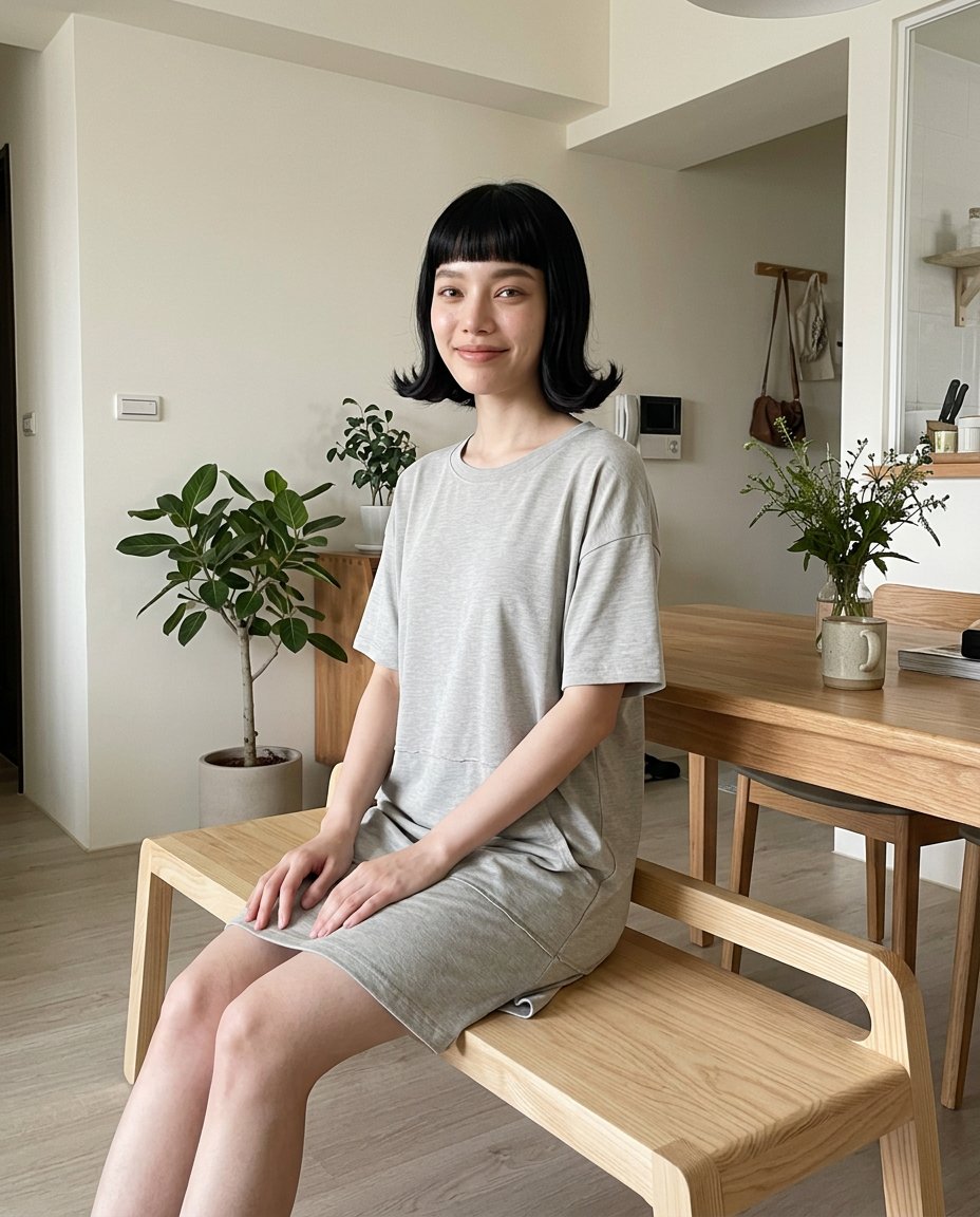 in2 home 淺色實木長凳生活場景:餐桌旁放長凳,到底省不省空間